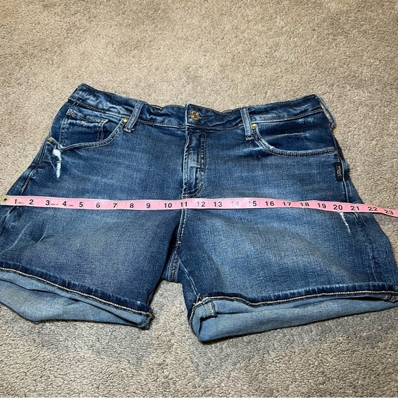Silver Jeans Boyfriend Shorts Womens 32W/4.5L Distressed Blue Denim Mid Rise Zip - Picture 8 of 12